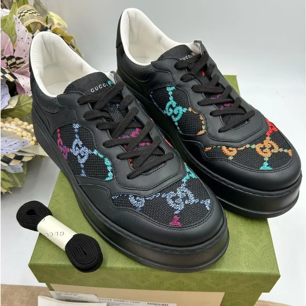 Men’s Gucci, GG embroidered sneakers size 11.5 made in Italy - Picture 1 of 10